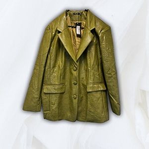 Nasty Gal - Faux Leather Croc Oversized Blazer